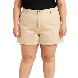 Universal Thread Beige High-Rise Twill Shorts Size 16 Pockets Button Zip Closure